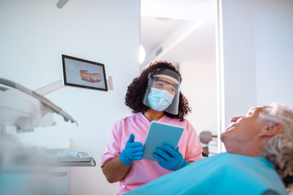 Senior man at the Dentist